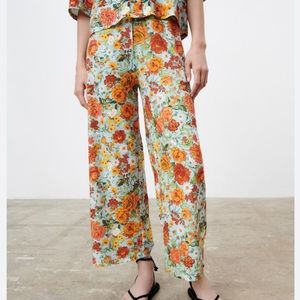 Zara Printed Wide Leg Pants